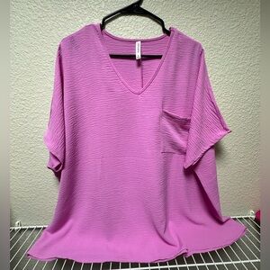 Zenana Bubble Gum Pink Flowy Blouse Size L